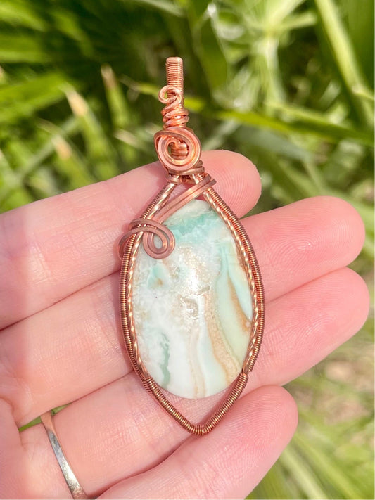 Green Lace Agate Pendant