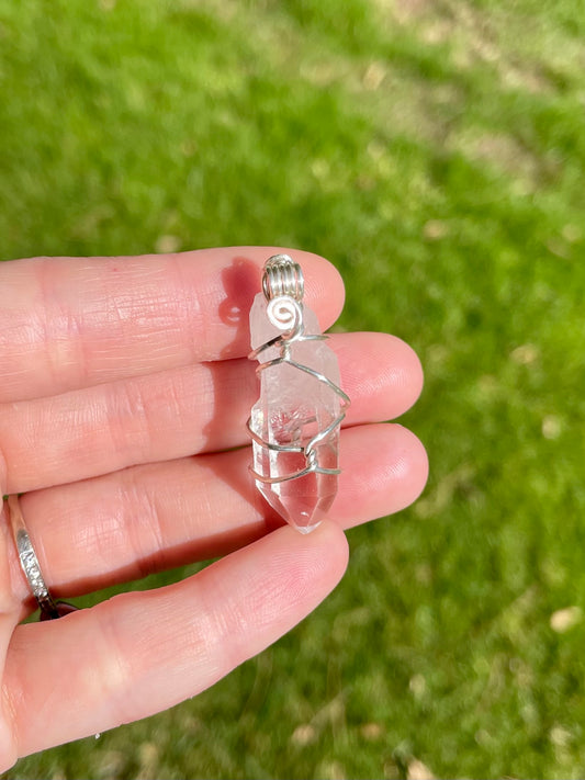 Quartz Air Pendant in Sterling Silver