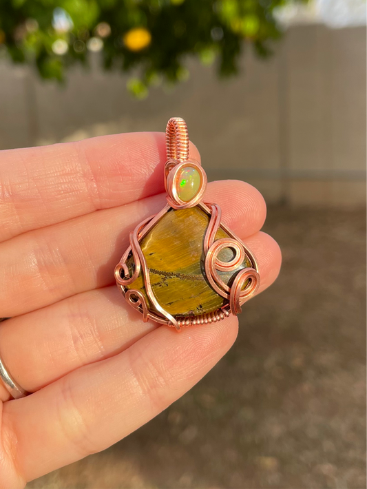 Tigers Eye & Opal Pendant