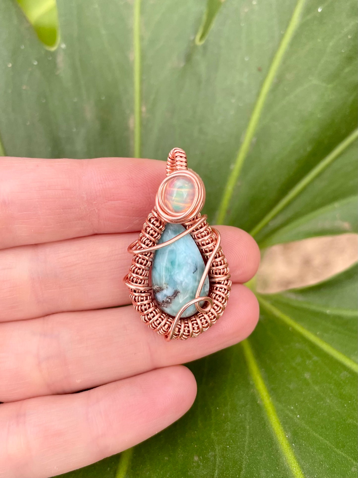 Larimar and Opal Mini Pendant