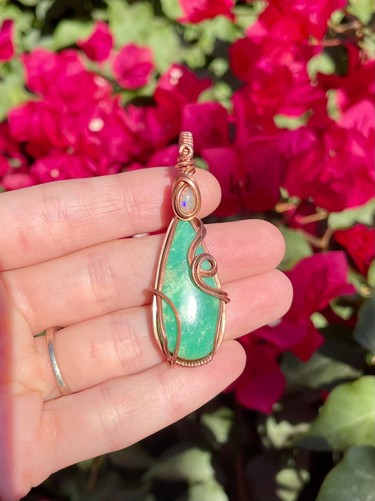 Chrysoprase + Opal Pendant