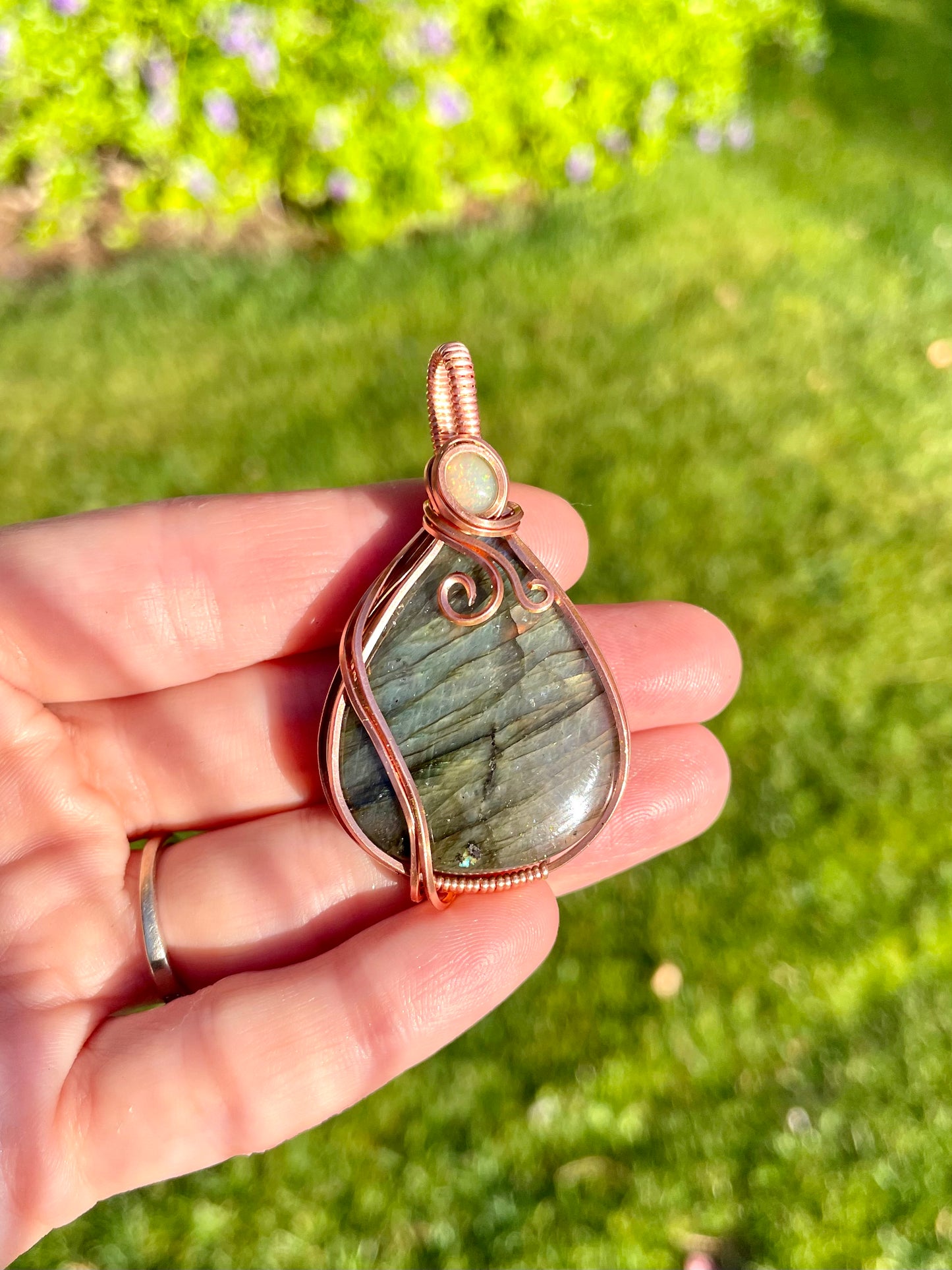 Labradorite + Opal Pendant