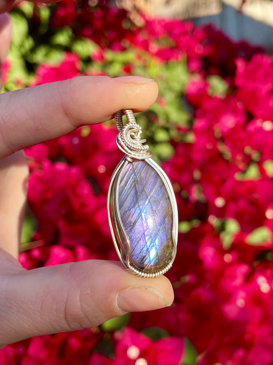 Purple Labradorite Pendant in Sterling Silver