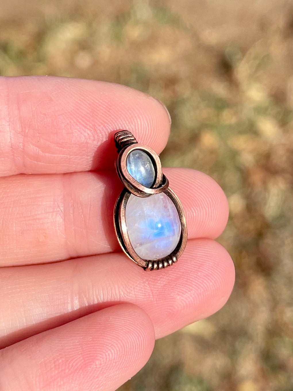 Mini Moonstone Double Pendant