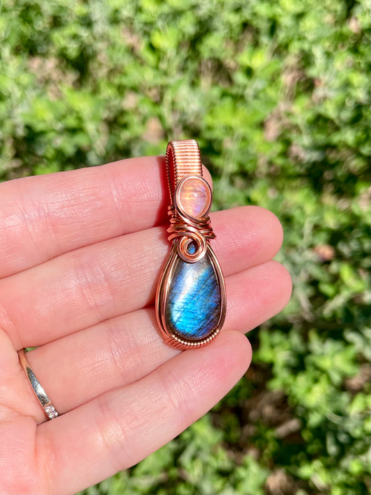 Labradorite + Moonstone  Pendant