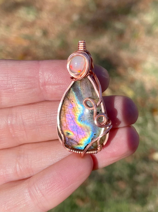 Labradorite + Opal Pendant