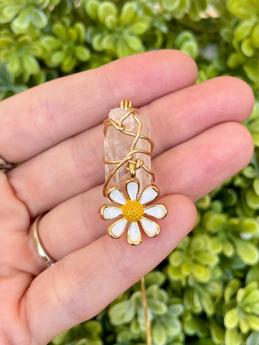 Quartz Sunflower Pendant