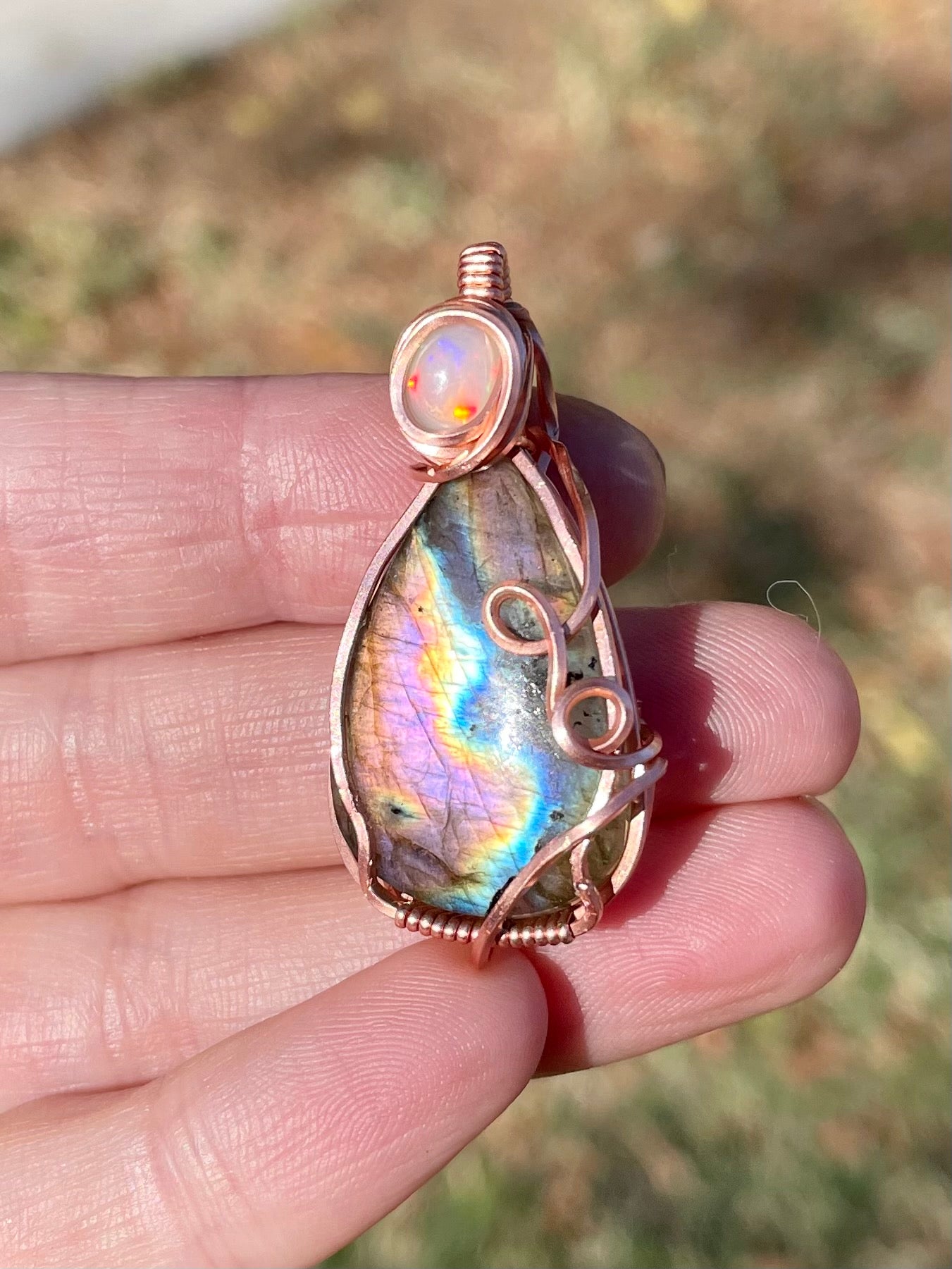 Labradorite + Opal Pendant