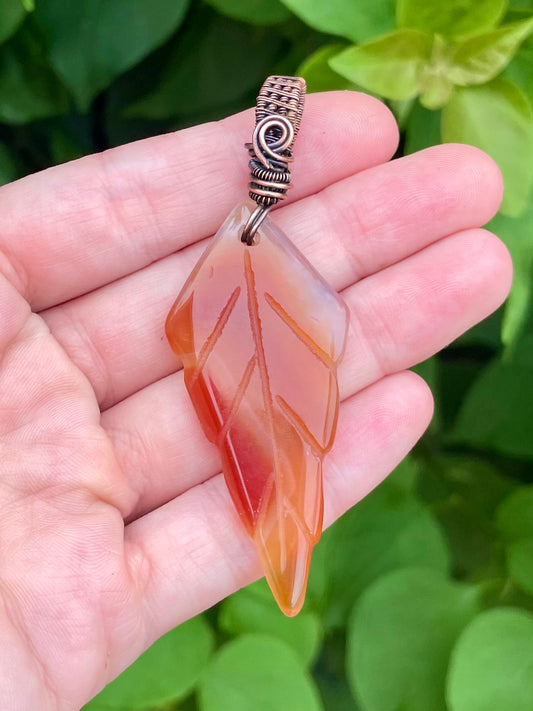 Carnelian Leaf Pendant 2