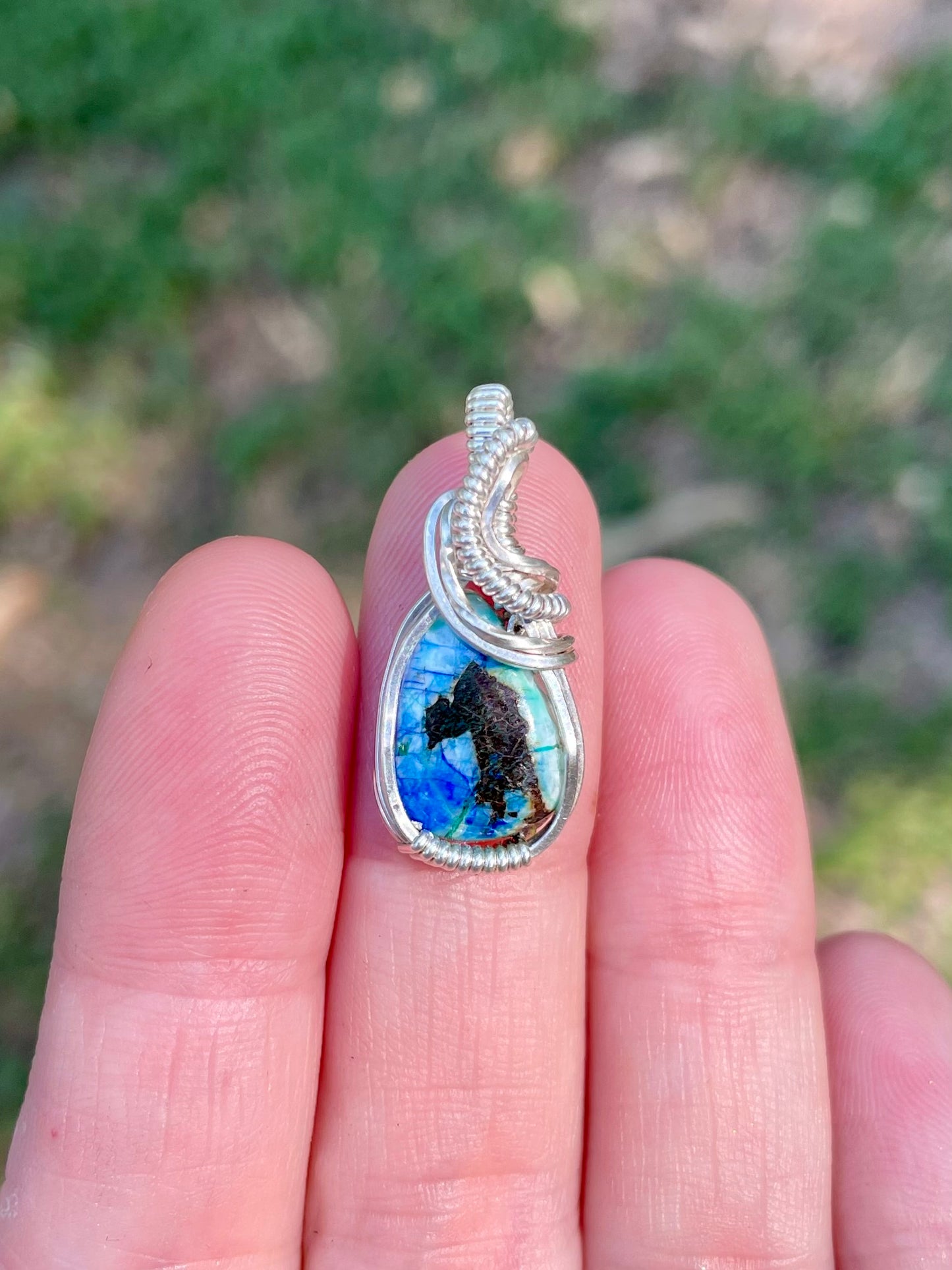 Malachite and Azurite Water Mini Pendant