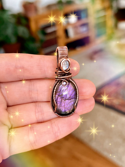 Purple Labradorite & Moonstone Pendant