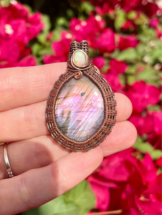 Labradorite + Opal Pendant