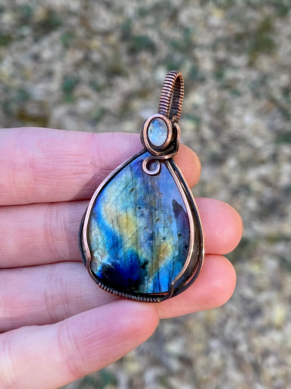 Labradorite + Moonstone Pendant