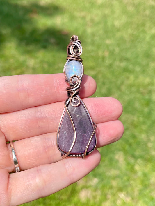 Amethyst Pendant with Moonstone