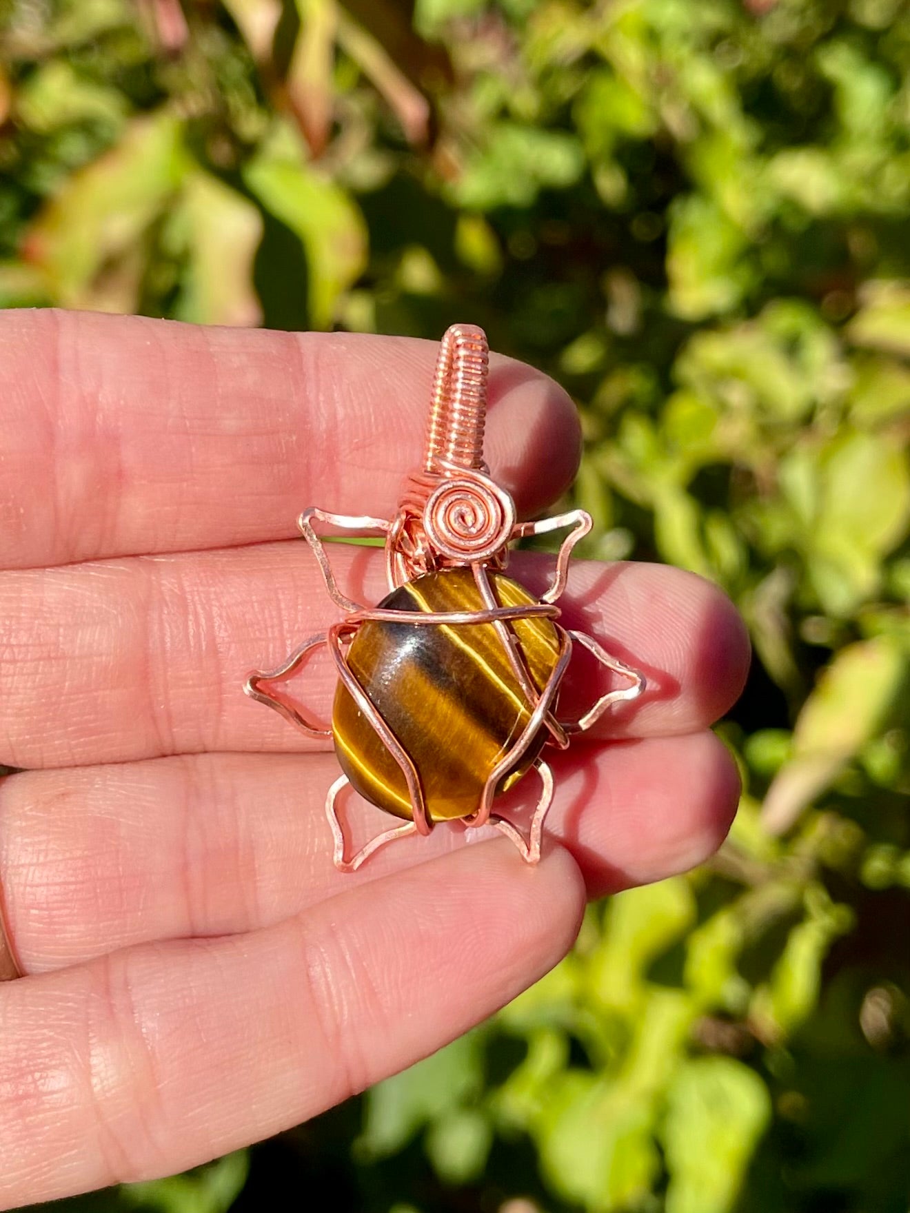 Flower Tigers Eye Pendant