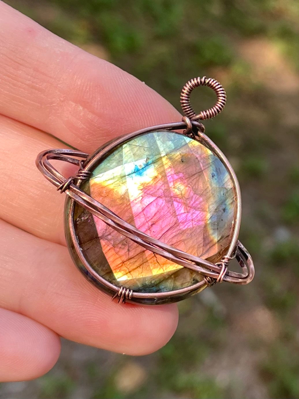 Rainbow Labradorite Planet Pendant