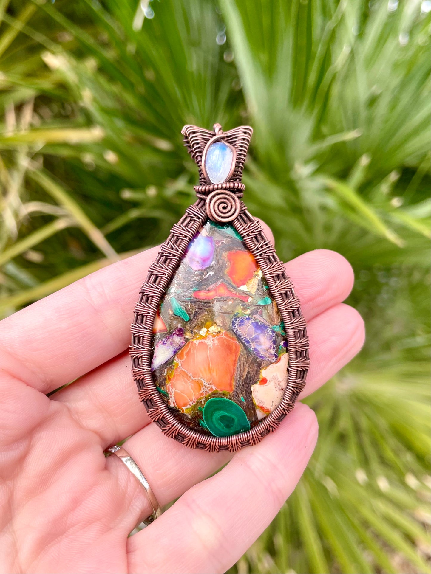 Mixed Aqua Terra with Mica + Moonstone Pendant