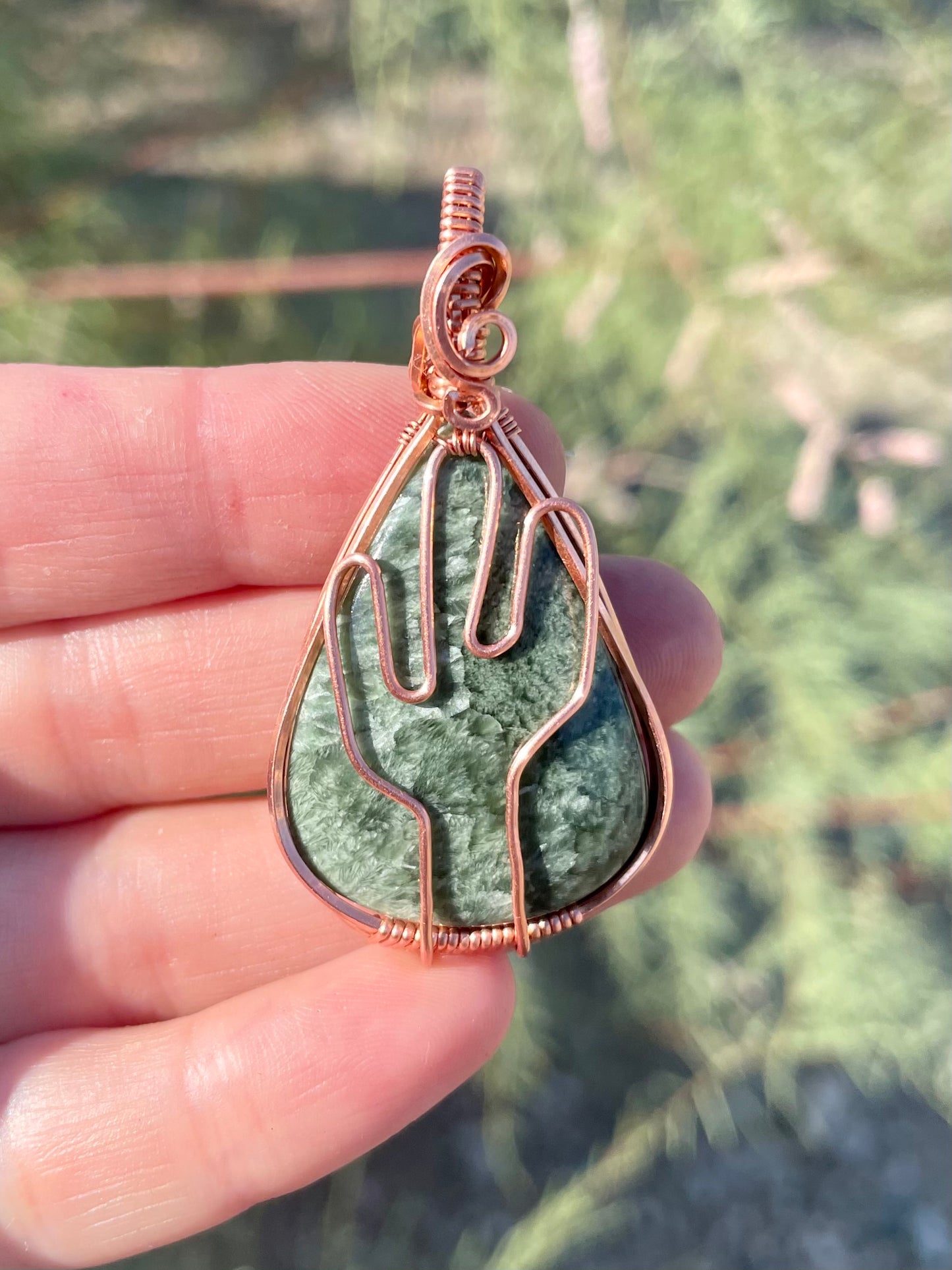 Seraphinite Cactus Pendant