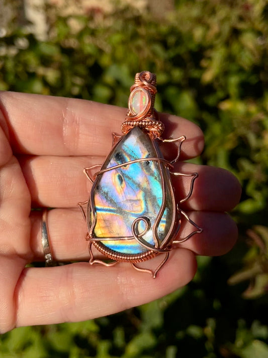 Labradorite + Opal Pendant