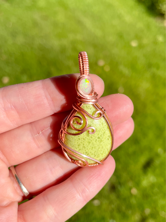 Serpentine & Opal Pendant