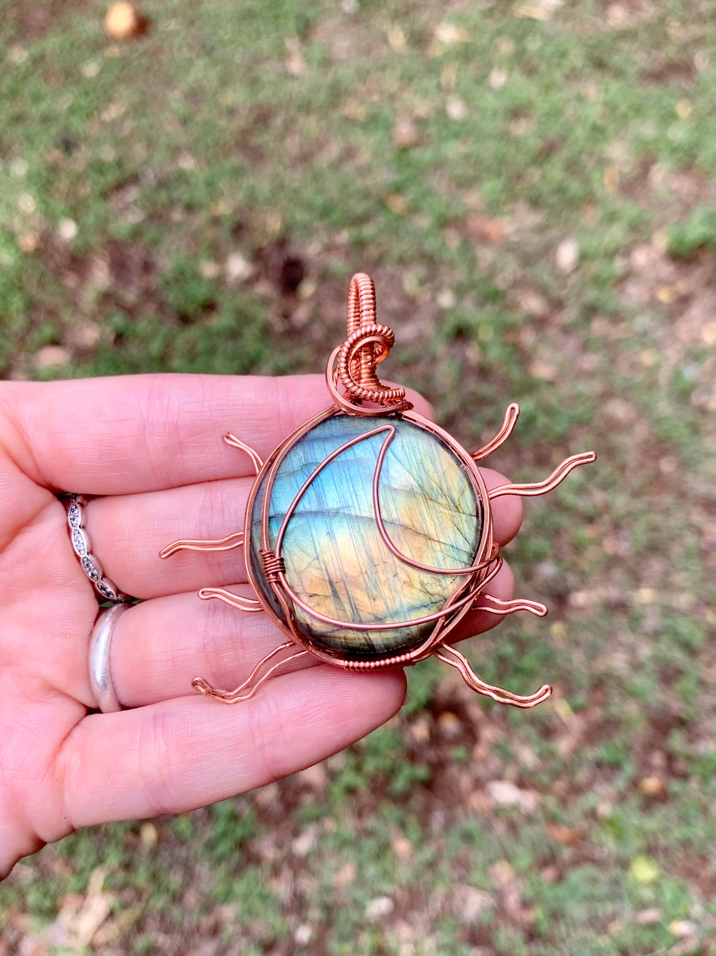 Labradorite Sun and Moon Pendant