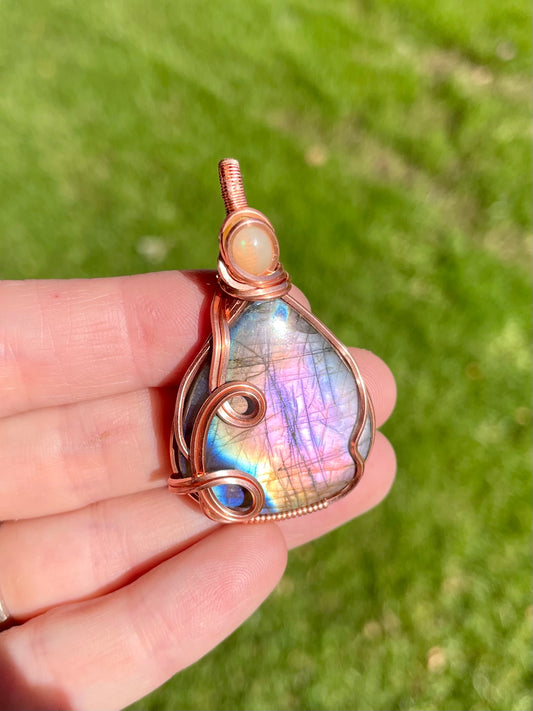 Labradorite + Opal Pendant