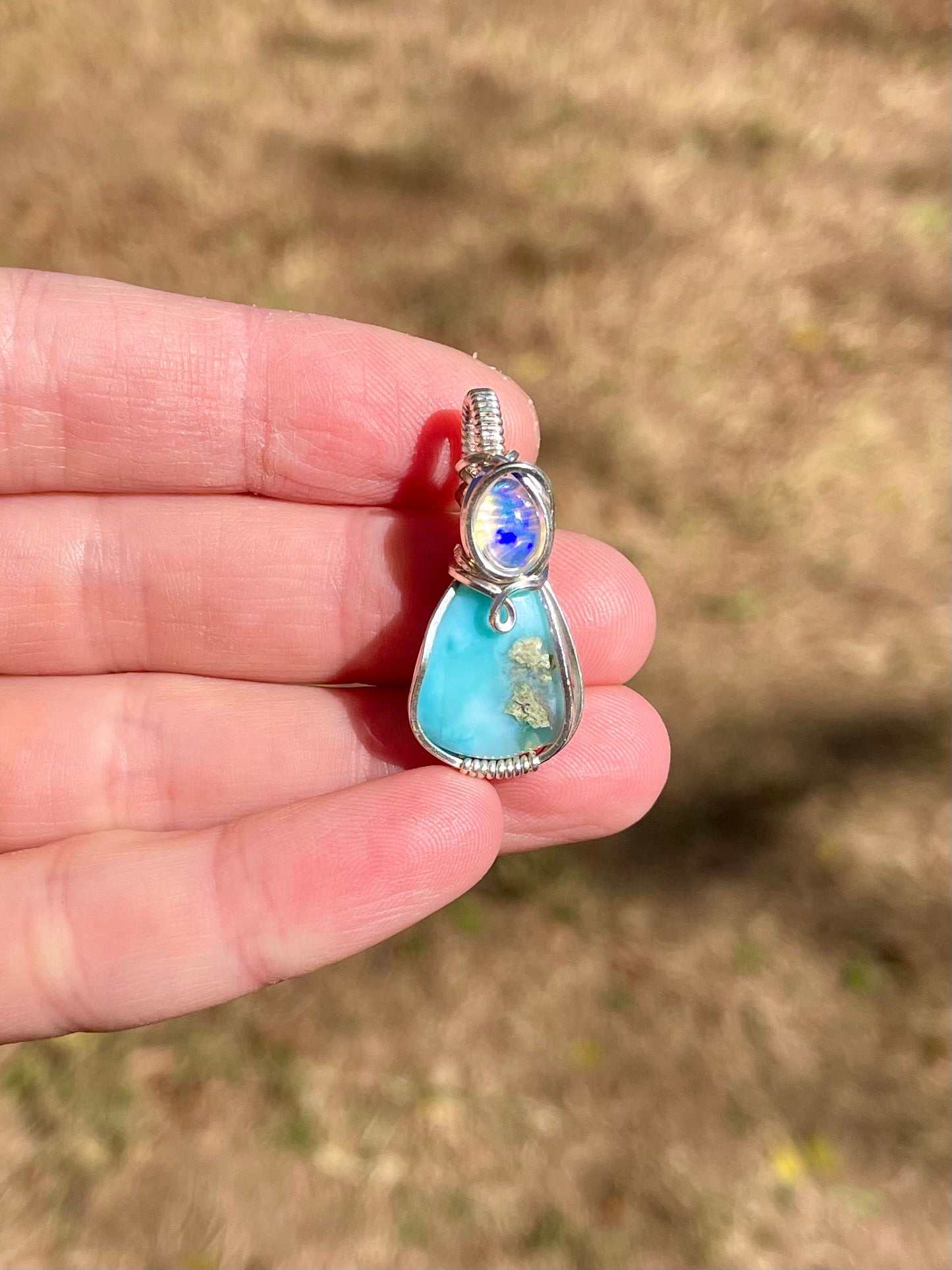 Larimar and Opal Pendant