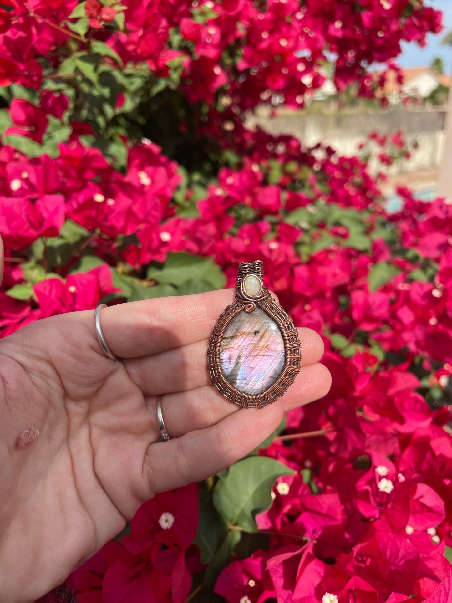 Labradorite + Opal Pendant